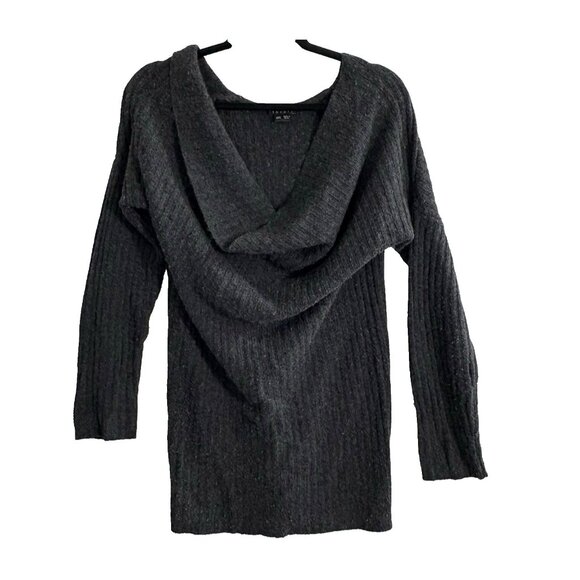 THEORY Women Cashmere Mini Saskia Dress Slouch Neck Ribbed Sz M Gray 35-15 - Picture 1 of 9